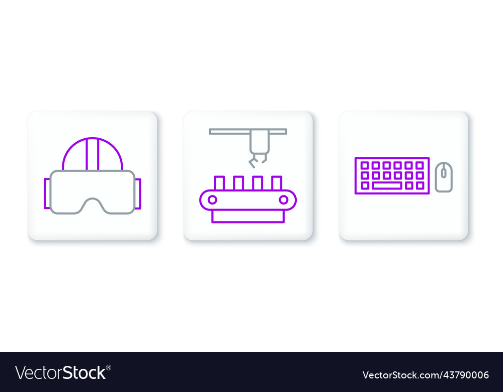 Set line keyboard and mouse virtual reality vector image Set line keyboard and mouse virtual reality