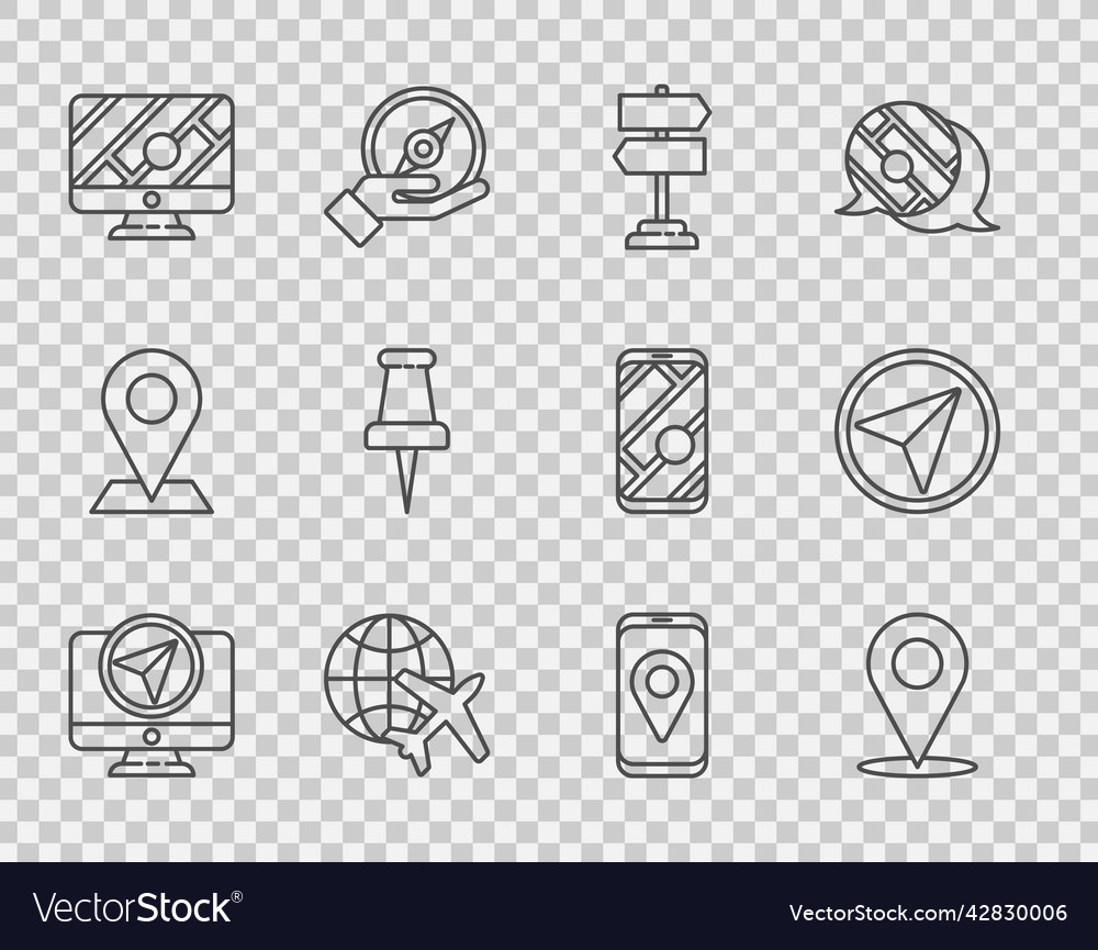 Set line monitor with location marker Vector Image Set line monitor with location marker