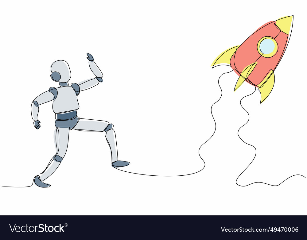 Single continuous line drawing robot run chasing