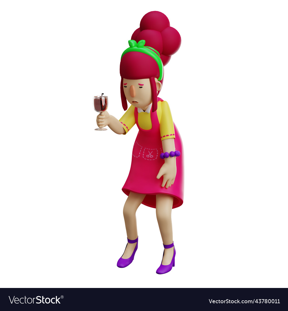3d mother cartoon design holding a glass of wine w 3d mother cartoon design holding a glass of wine w