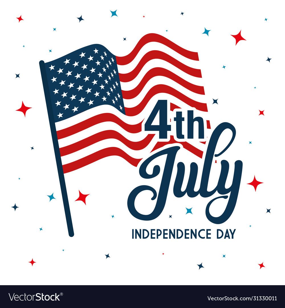 4 july happy independence day with flag Royalty Free Vector