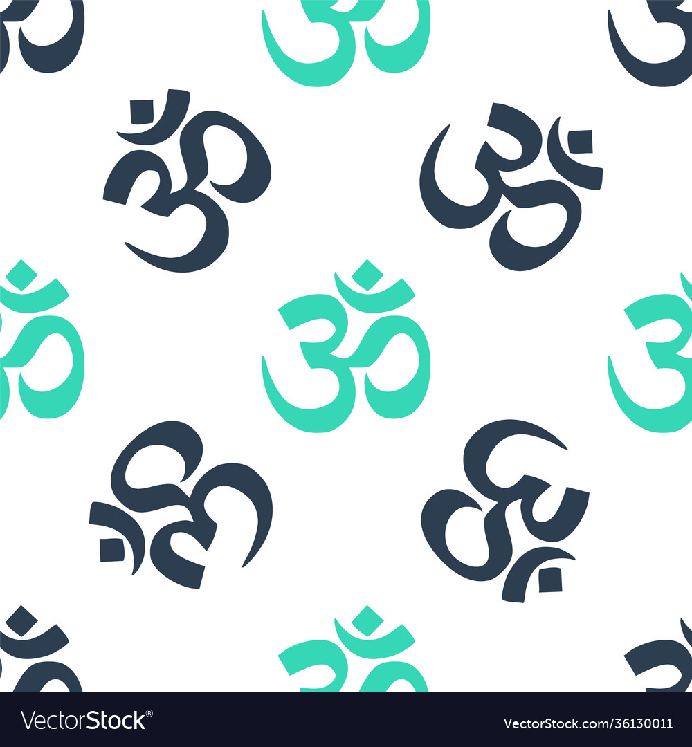 Green om or aum indian sacred sound icon isolated Vector Image