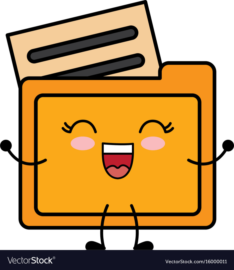 Kawaii folder icon Royalty Free Vector Image VectorStock