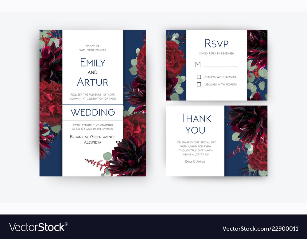 Wedding invite invitation rsvp thank you card vector image Wedding invite invitation rsvp thank you card