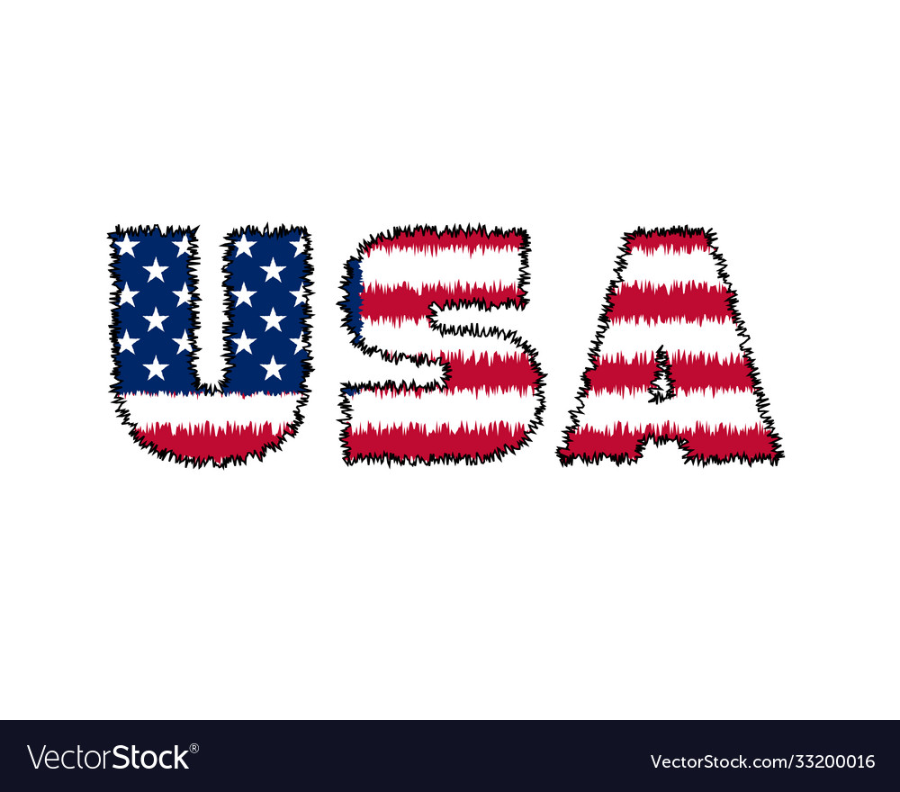 3d usa text with american flag inside Royalty Free Vector