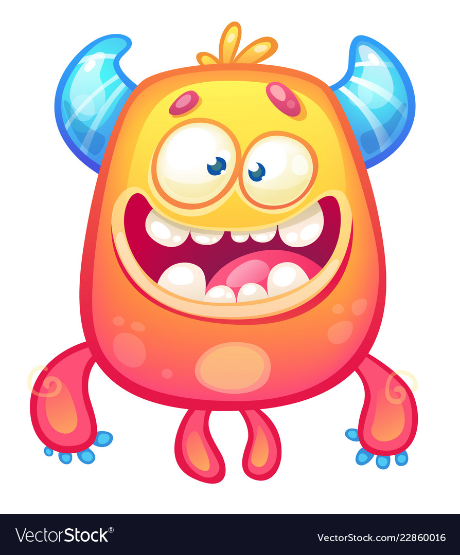 Cute funny orange monster Royalty Free Vector Image