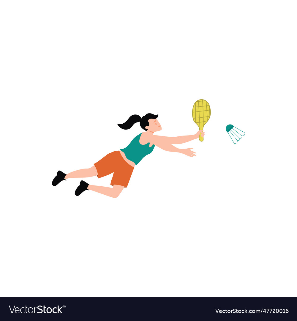 Girl is playing badminton Royalty Free Vector Image