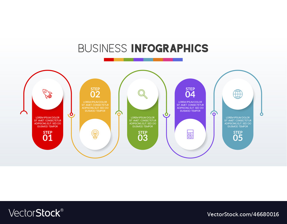 Infographics design template and icons with 5 Vector Image