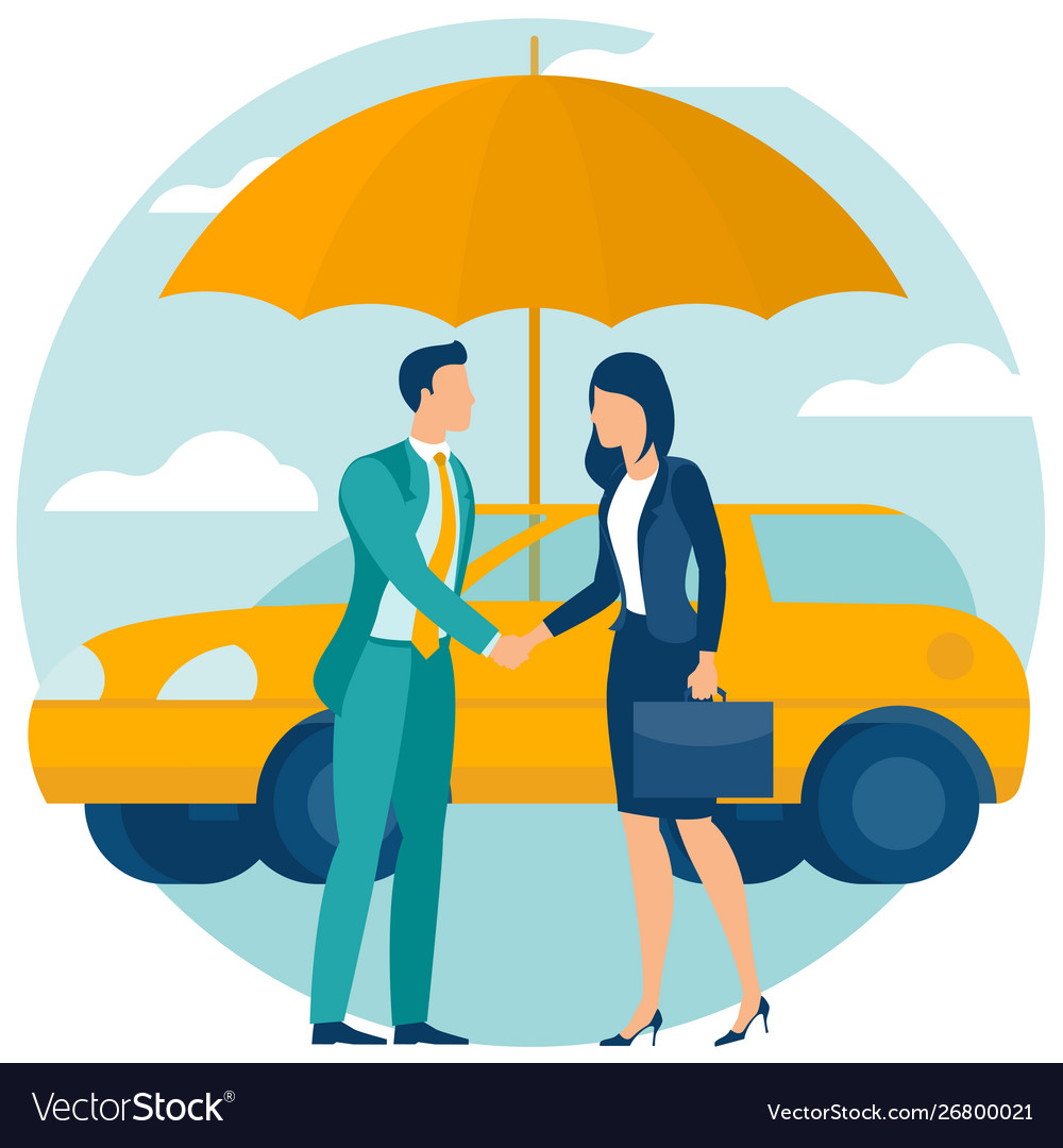 Car insurance umbrella covering Royalty Free Vector Image