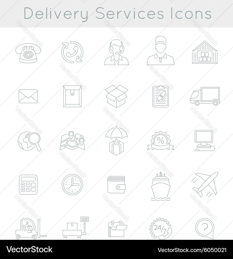 Delivery and logistics services flat line web Vector Image