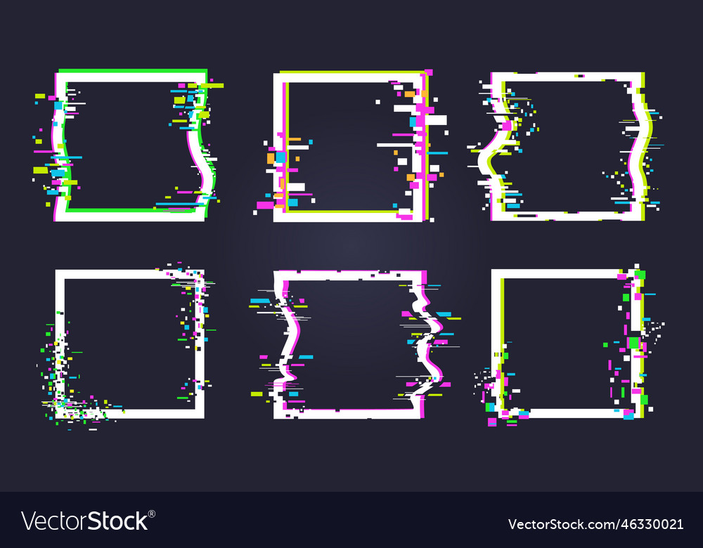 Digital distortion frames glitch abstract Vector Image