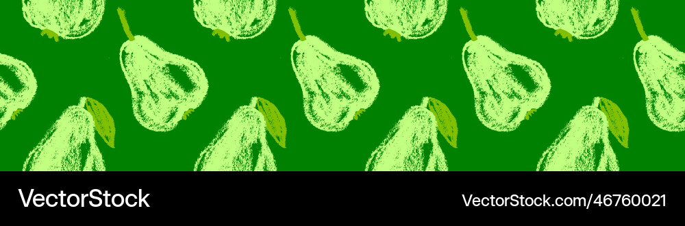 Fresh pears seamless pattern on green background Vector Image
