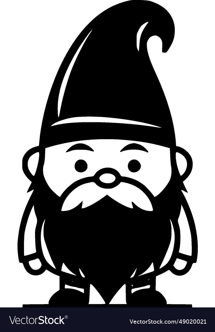 Gnome - black and white Royalty Free Vector Image