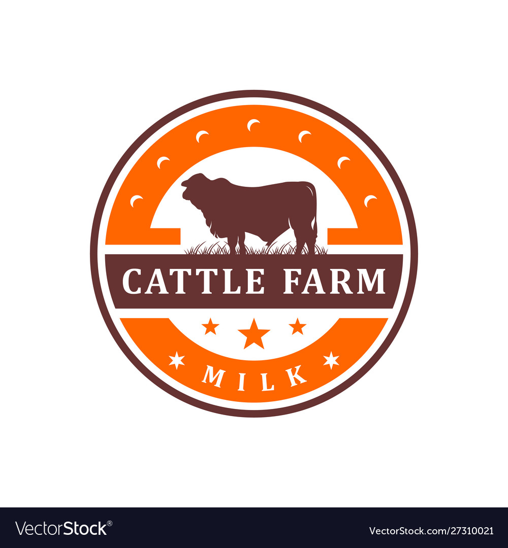 Vintage cowhide circle logo design Royalty Free Vector Image