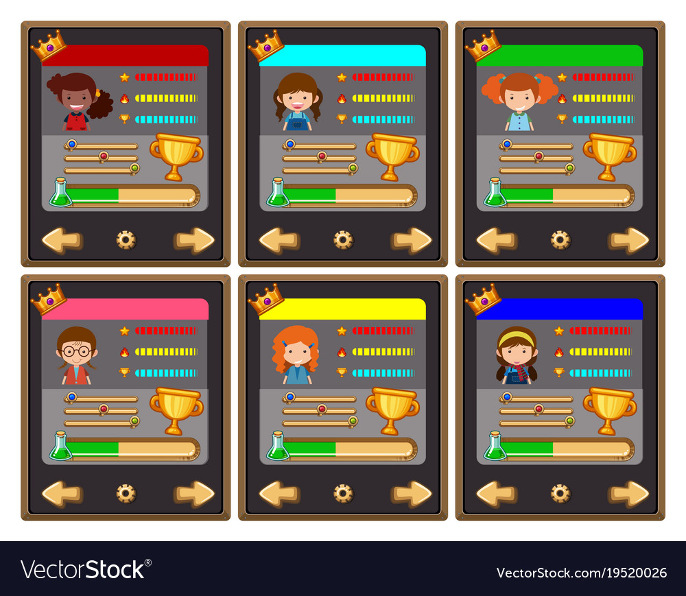 Card game template with characters and buttons Vector Image Pertaining To Template For Game Cards