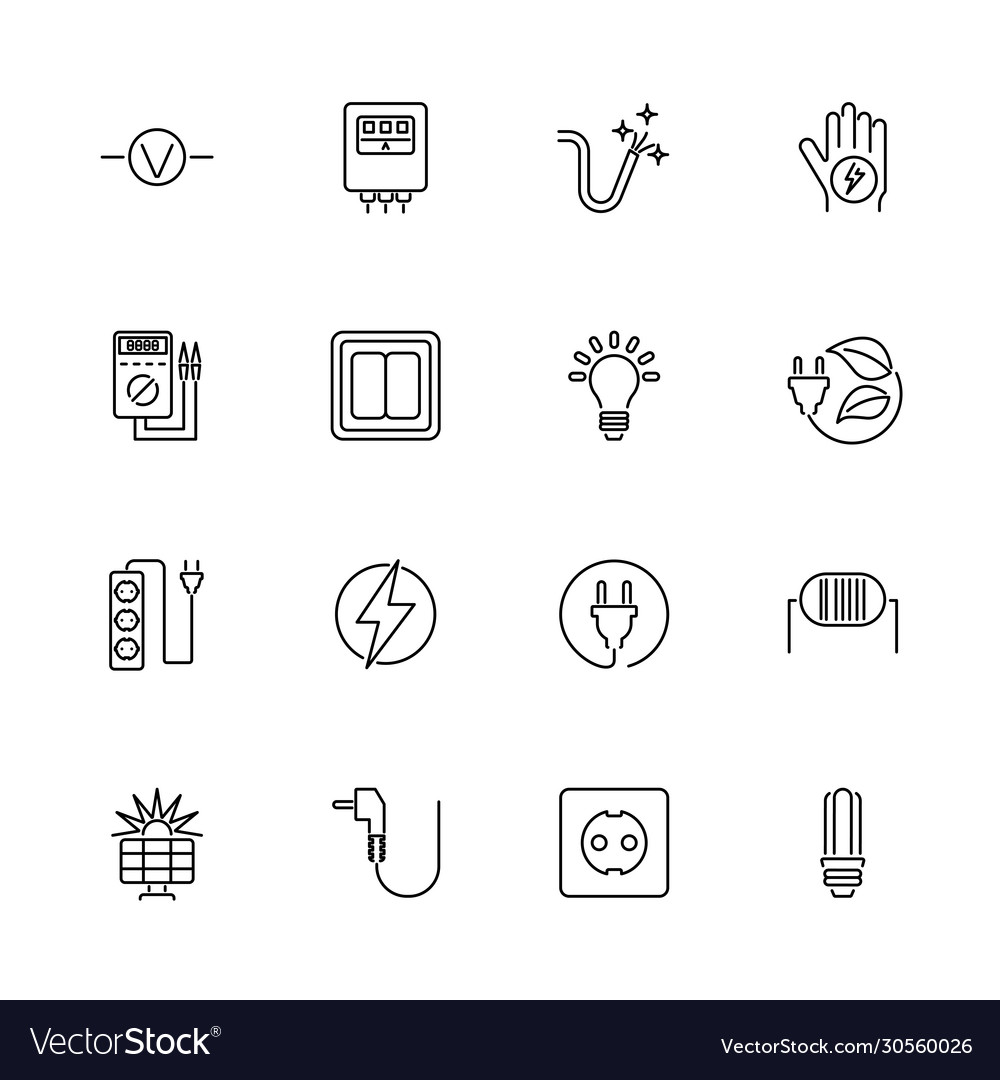 Electricity - flat icons Royalty Free Vector Image