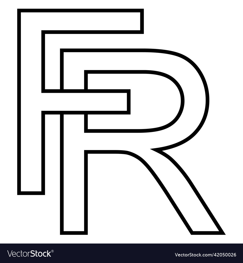 Logo sign fr rf icon nft interlaced letters f Vector Image