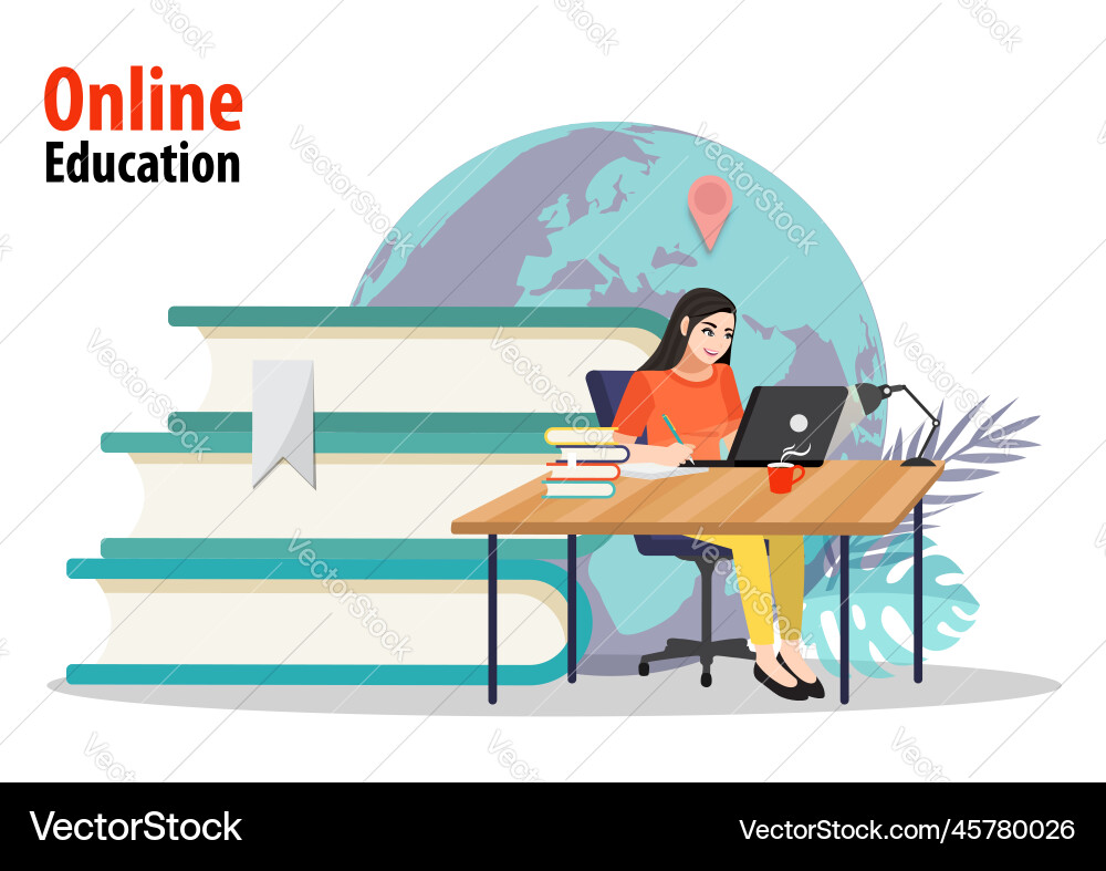 Online courses concept the person gains knowledge Vector Image