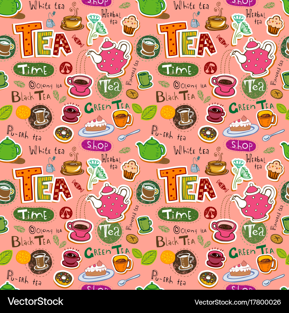 Seamless coffee and tea pattern Royalty Free Vector Image