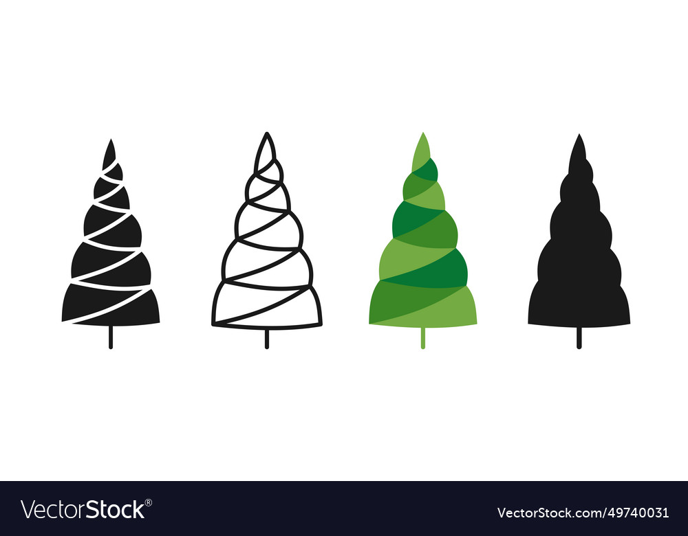 Christmas tree symbol doodle stamp stylized set Vector Image