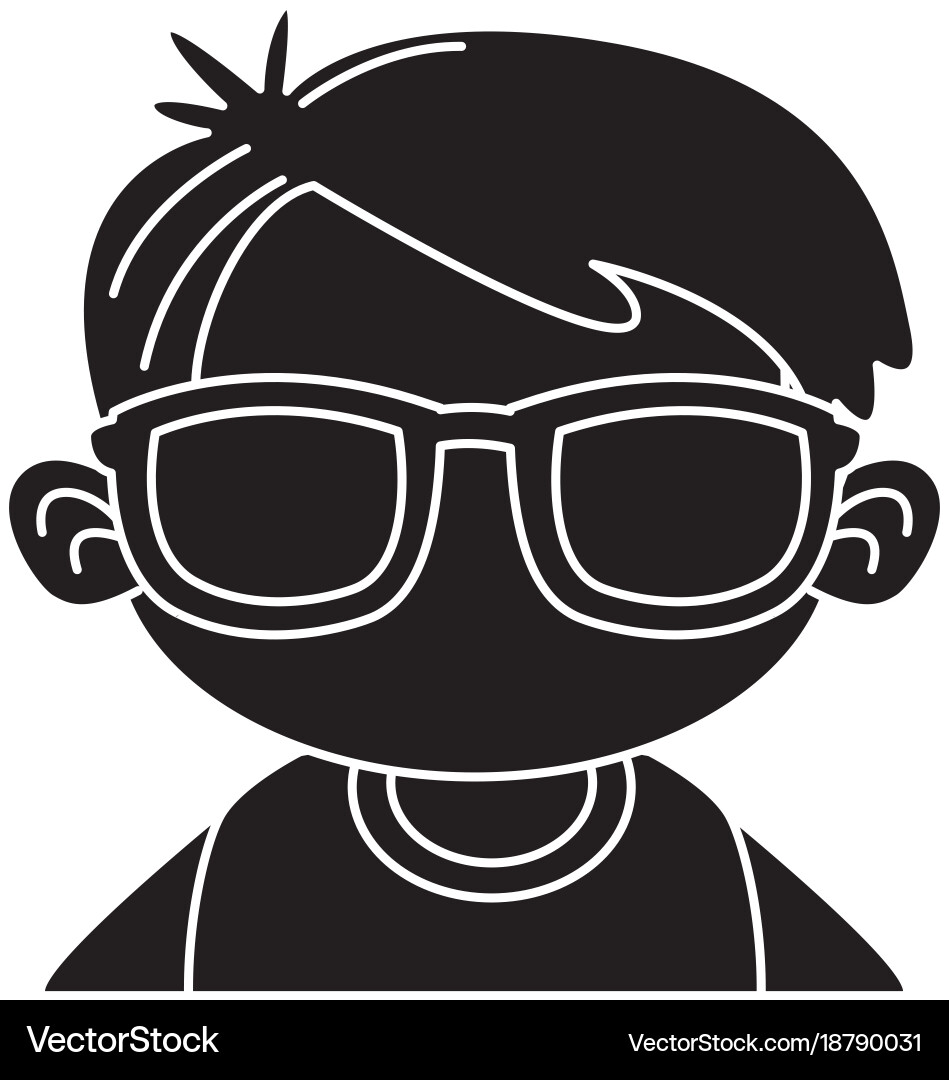 Cute boy with sunglasses cartoon Royalty Free Vector Image