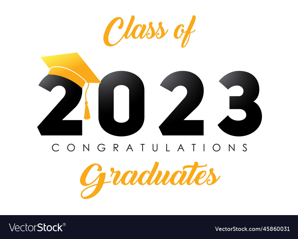 Graduation class of 2023 with cap hat logo Vector Image