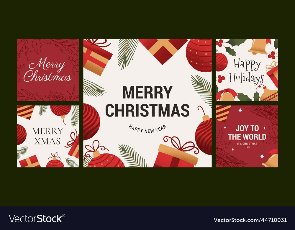 Hand drawn christmas banners collection abstract Vector Image