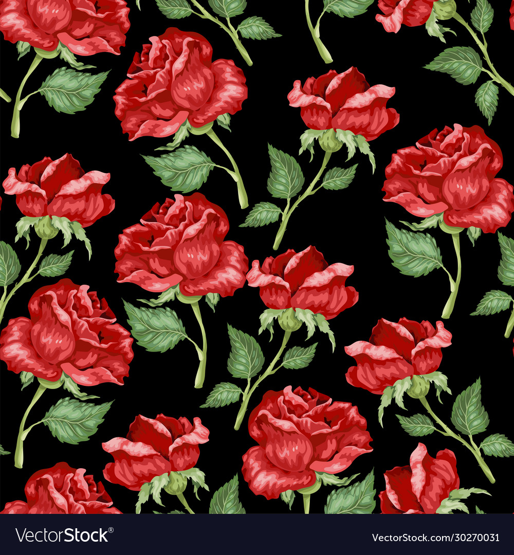 Red rose seamless pattern in graphic Royalty Free Vector