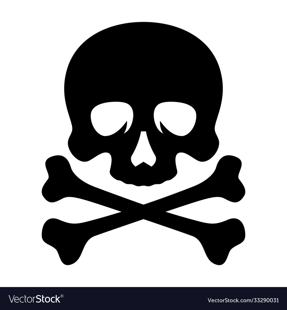 Black silhouette of skull and bones Royalty Free Vector