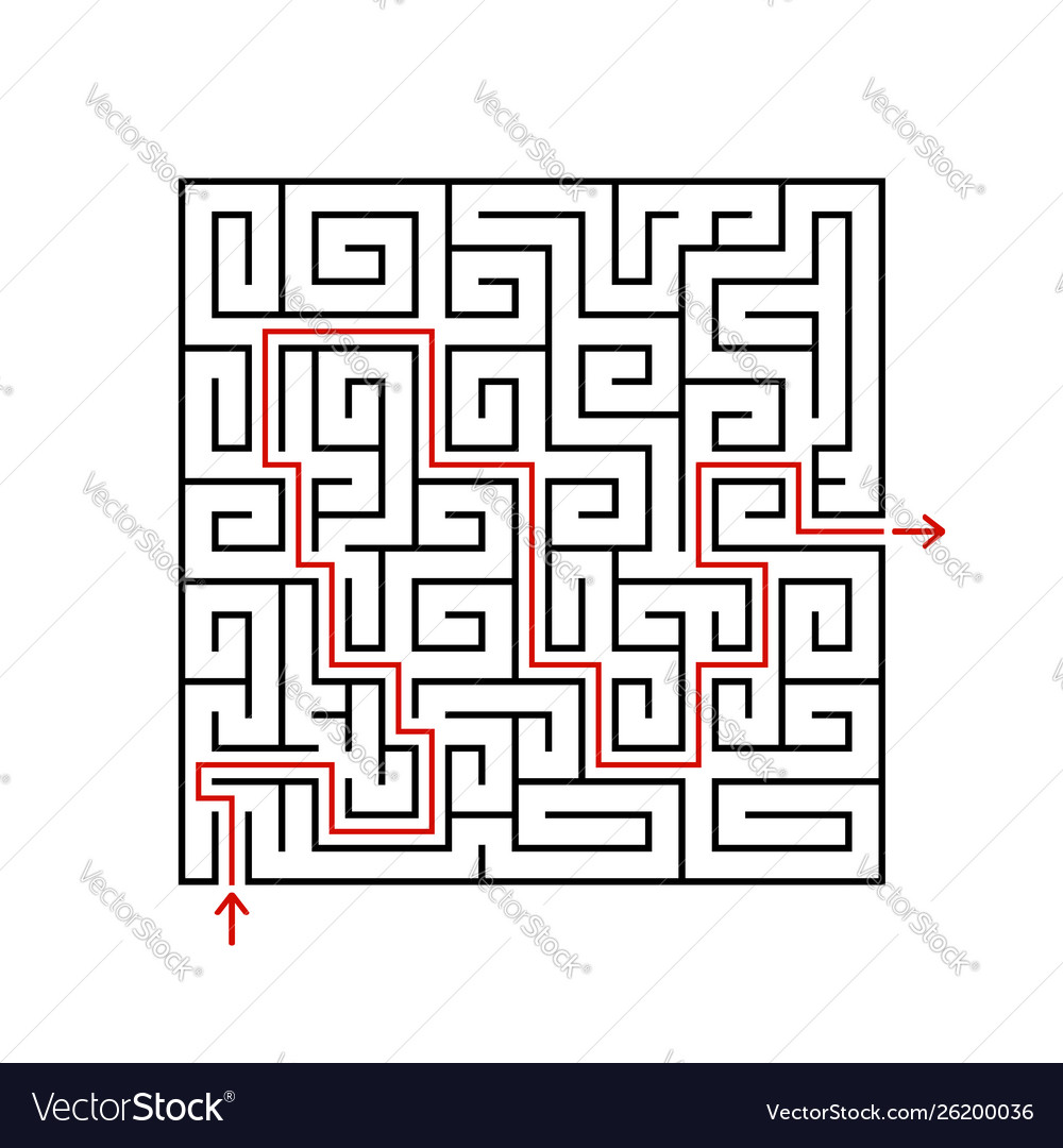 Black square maze with entrance and exit a game Vector Image