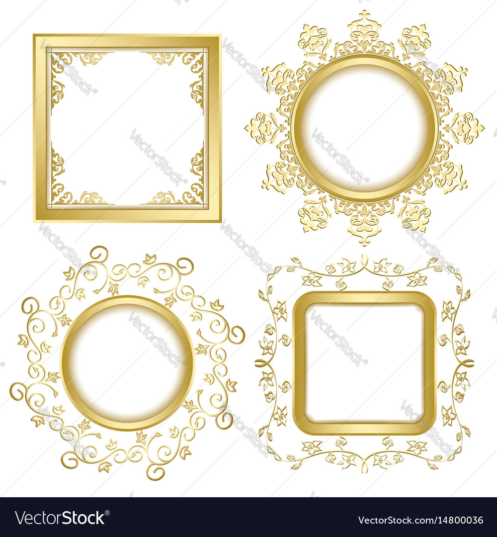 Bright gold vintage frames with shadow Royalty Free Vector