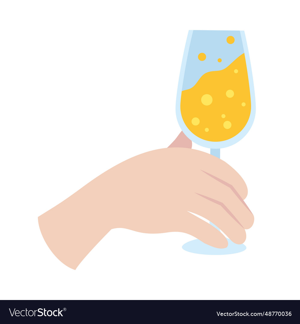 Champagne cup toasting with bubbles Royalty Free Vector