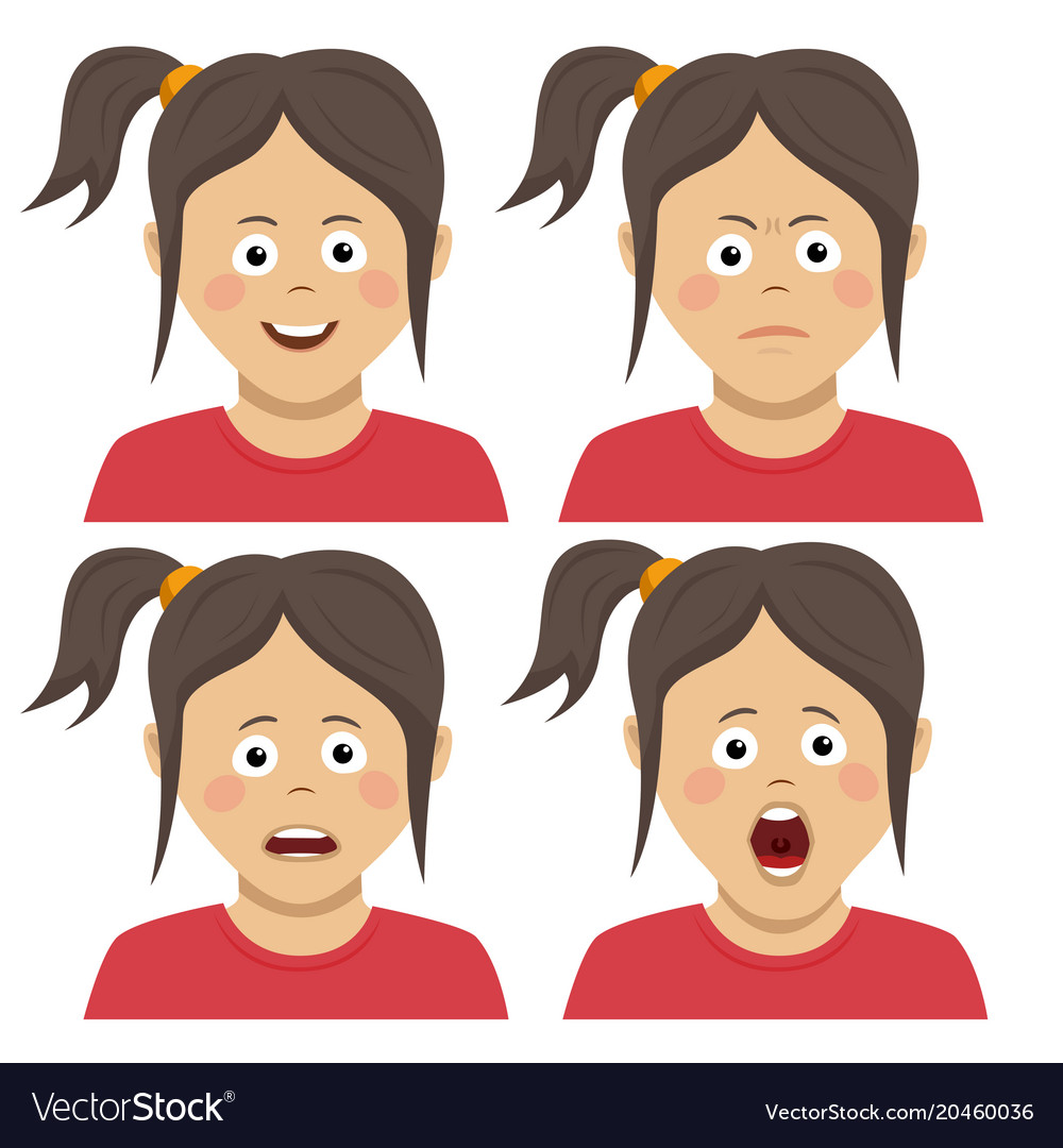 Cute teenager girl having various expressions Vector Image