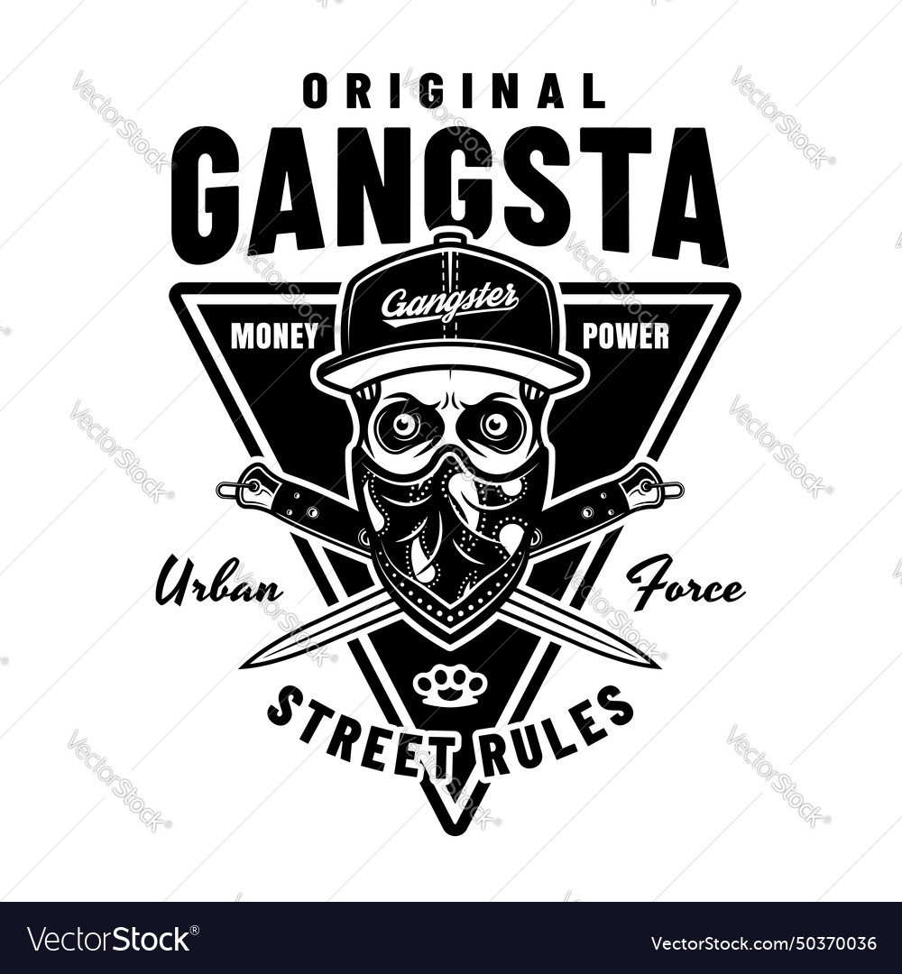 Gangster emblem in monochrome style Royalty Free Vector