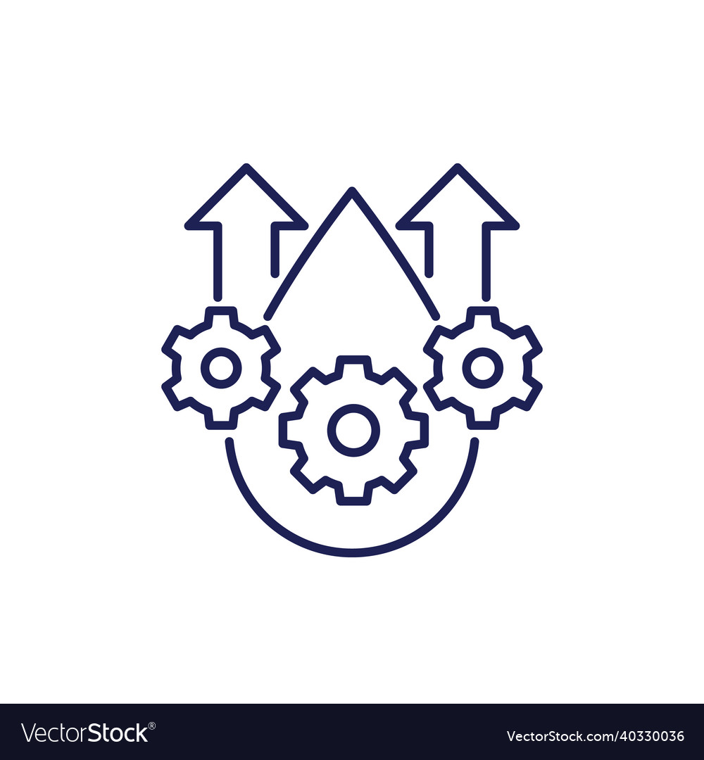 Lubricant line icon drop gears and arrows Vector Image