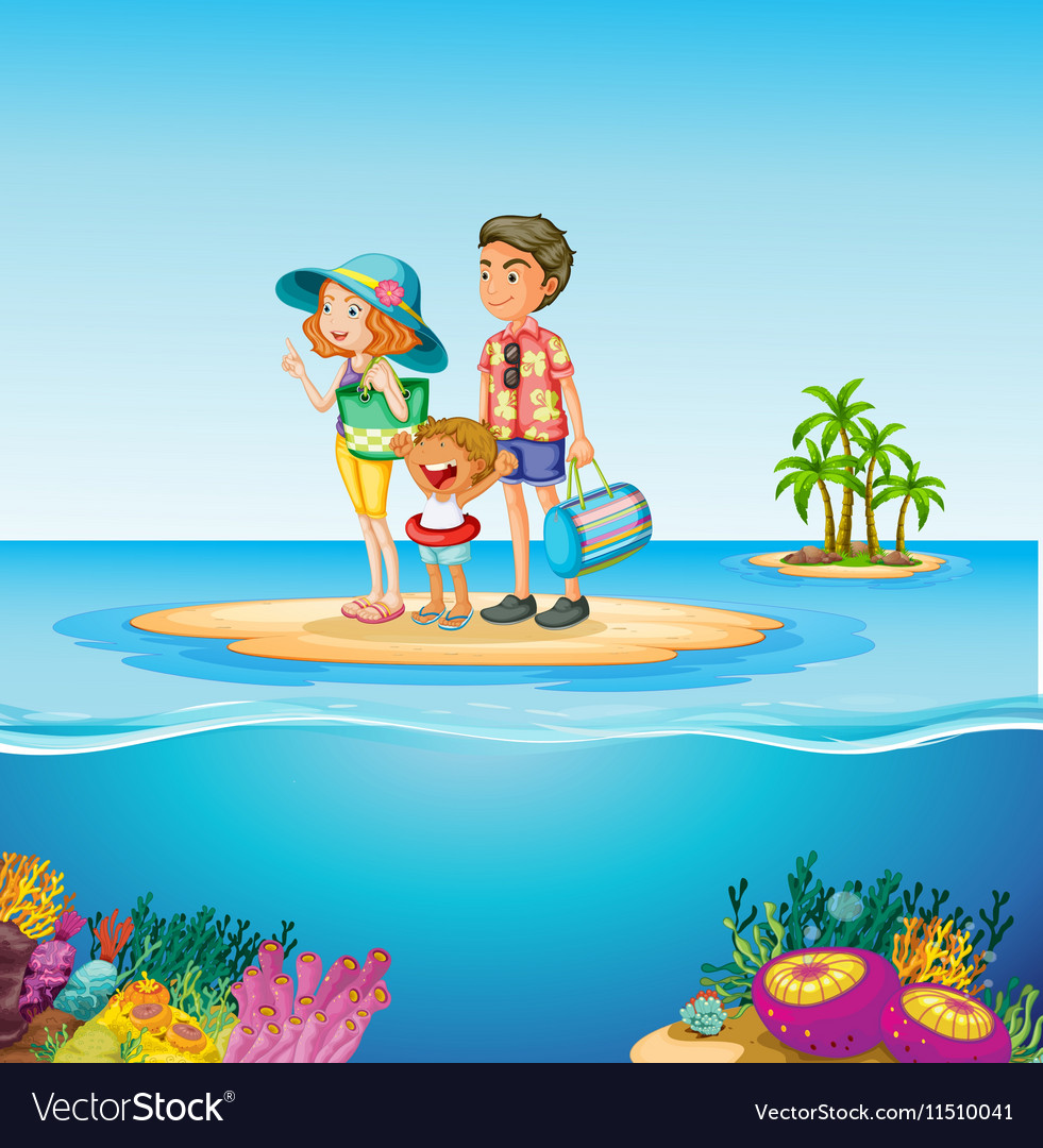 Family trip to ocean Royalty Free Vector Image