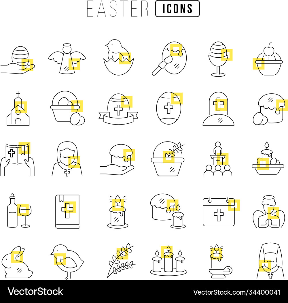 Line icons easter Royalty Free Vector Image - VectorStock