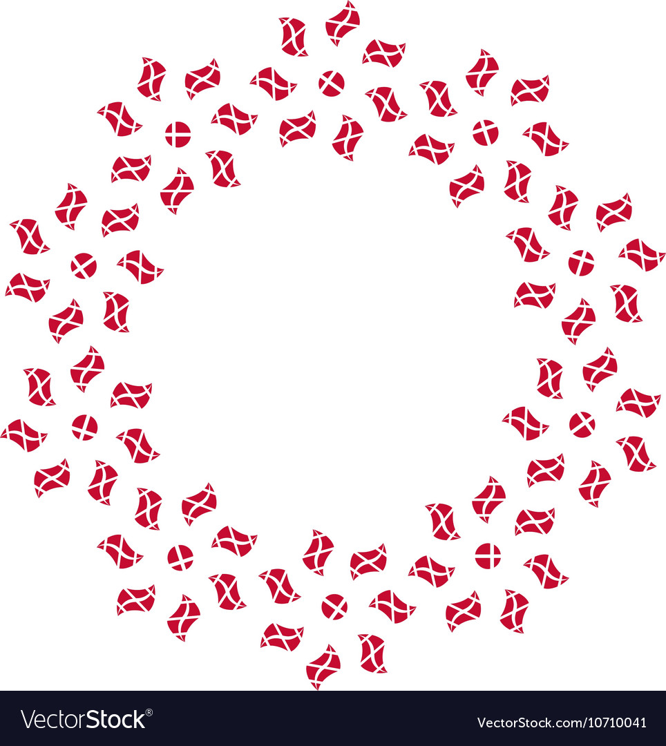 Round Decorative Frame Of Stylized Danish Flag Vector Image