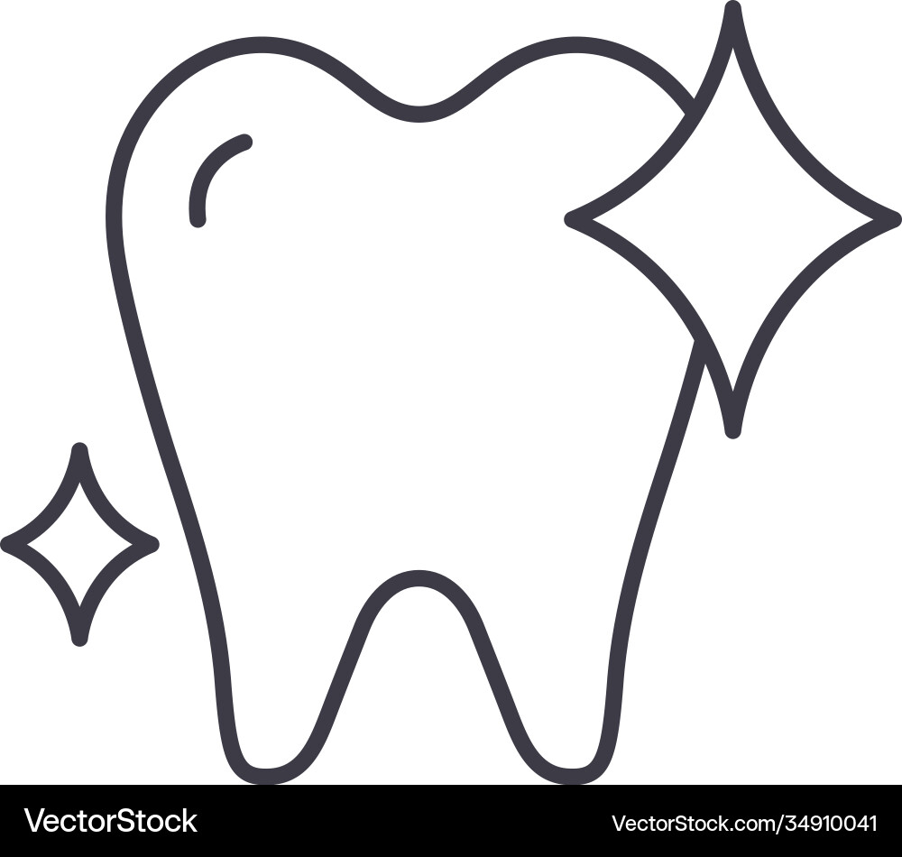 Tooth icon linear isolated thin Royalty Free Vector Image
