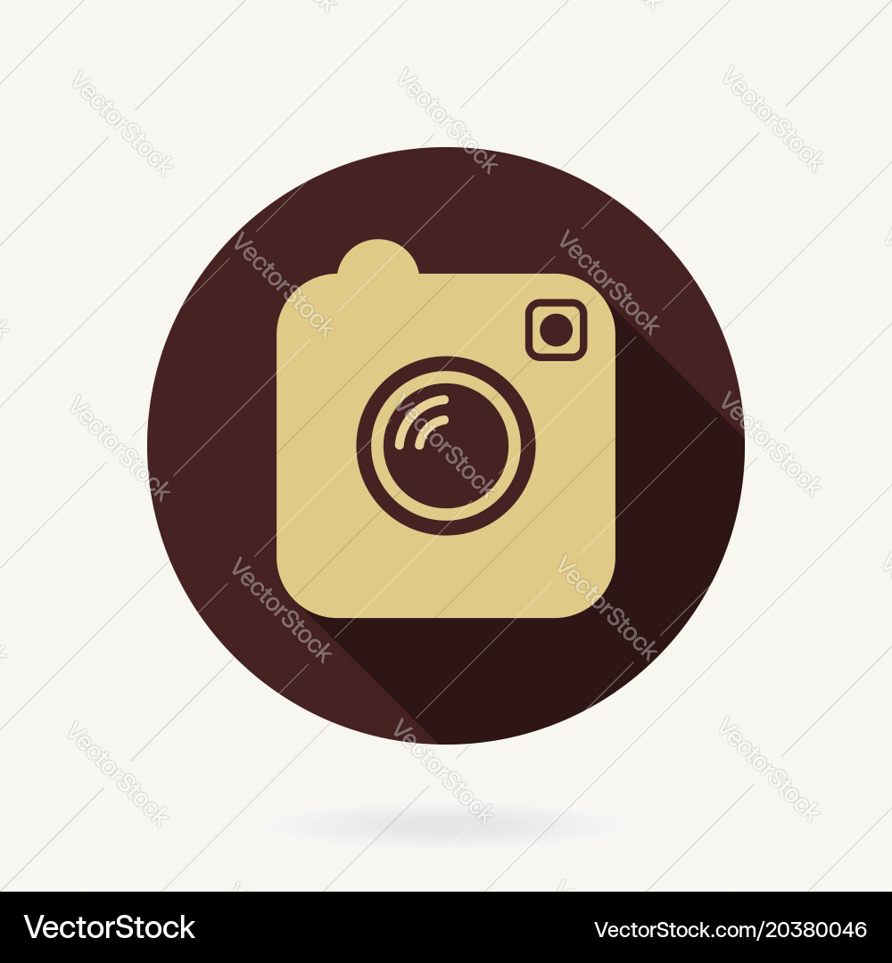Camera flat icon with long shadow Royalty Free Vector Image