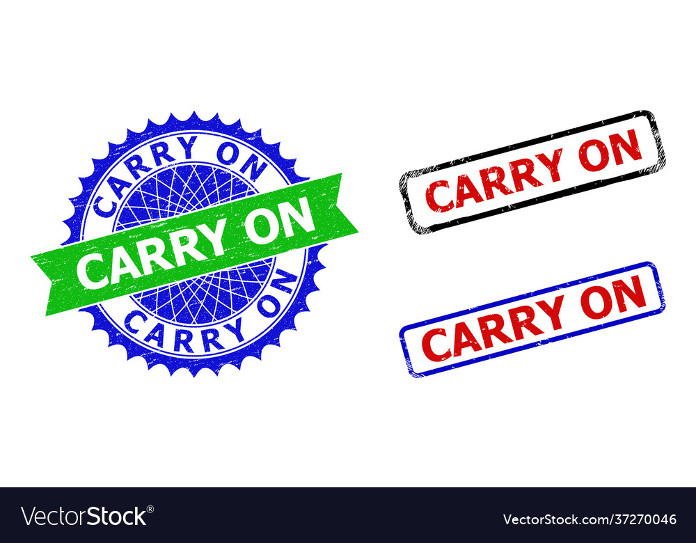 Carry On Rosette And Rectangle Bicolor Watermarks Vector Image