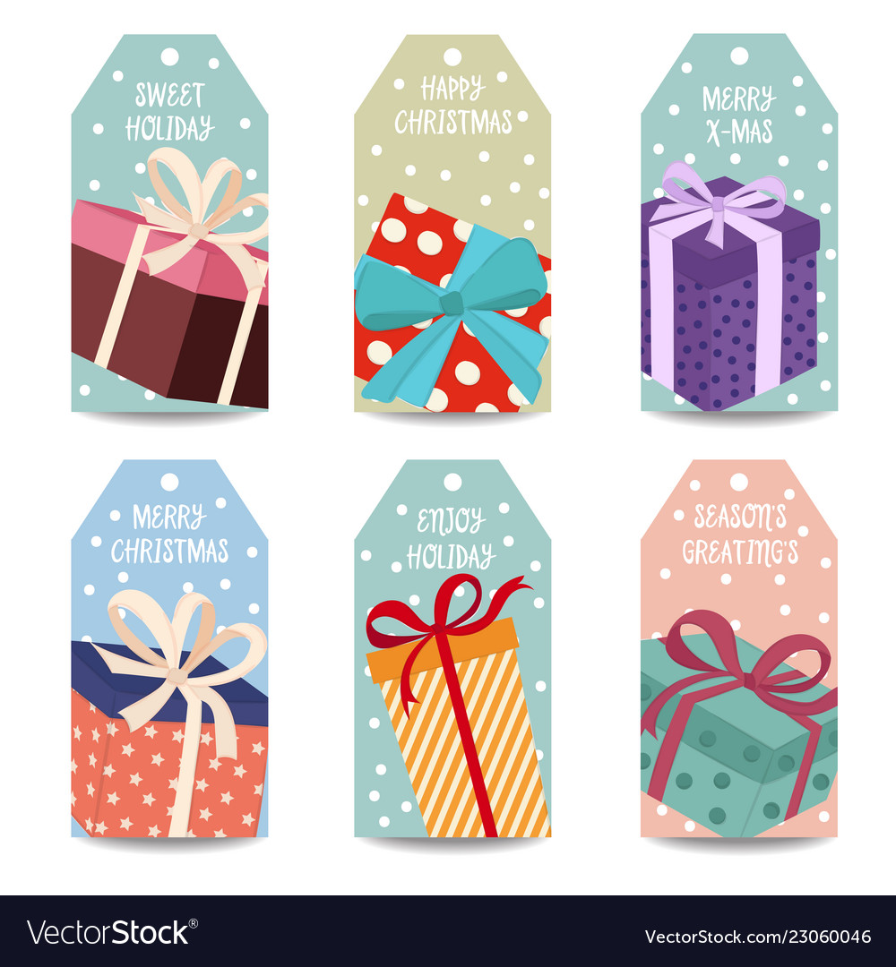 Christmas labels collection withgift boxes Vector Image