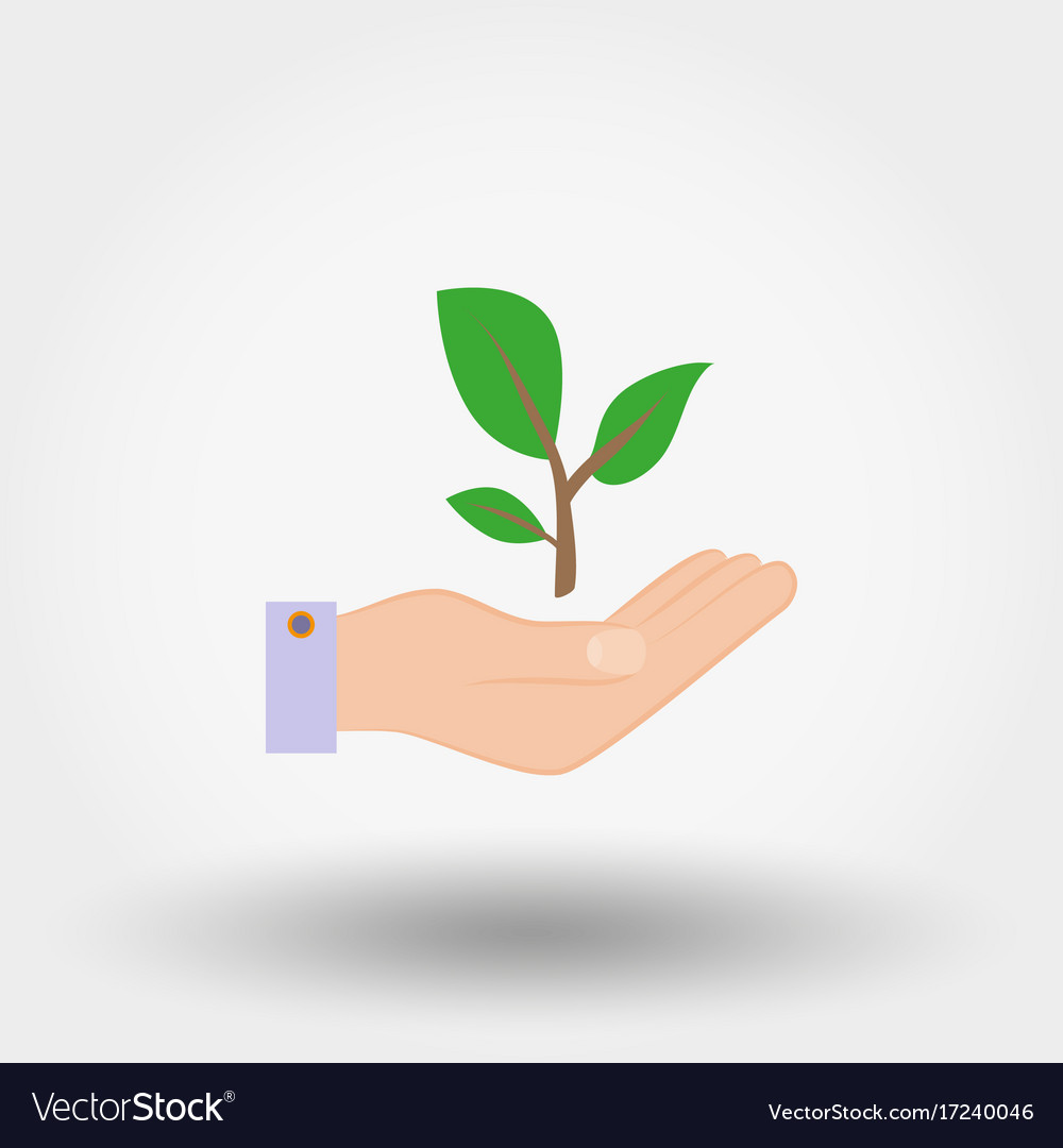 Green twig in a hand sign of environmental Vector Image