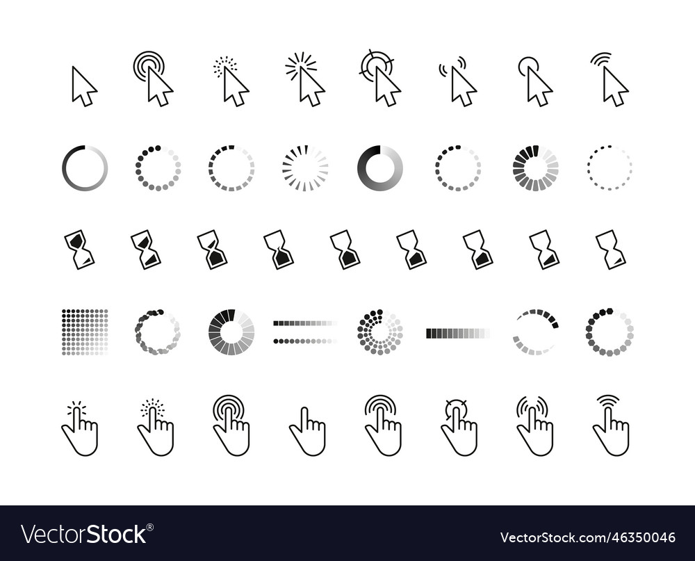 Interface Progress Cursor Pointer Mouse Click Vector Image