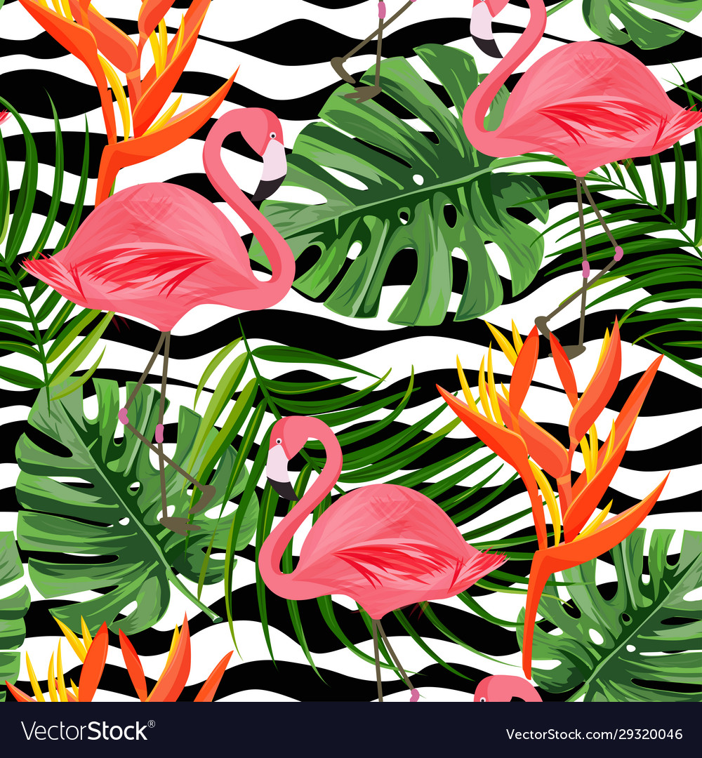 Tropical background with exotic plants and