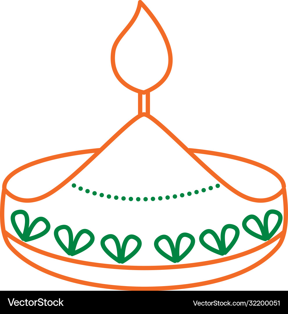 Candle flame hindu line icon Royalty Free Vector Image