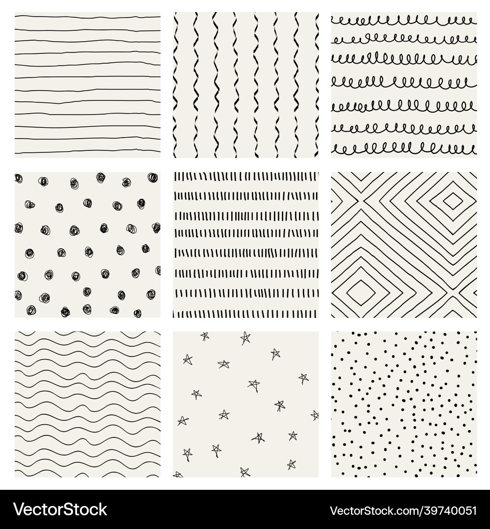 Pattern Ink Doodle Doodle background ink pattern design set Vector Image