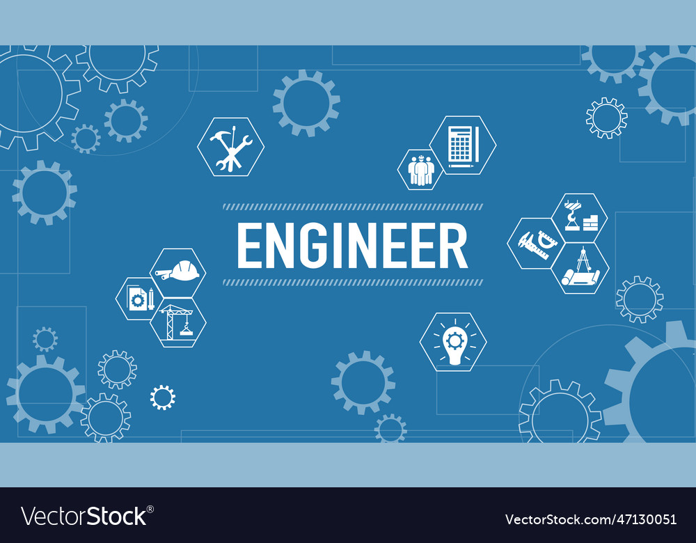 Engineer banner with text Royalty Free Vector Image