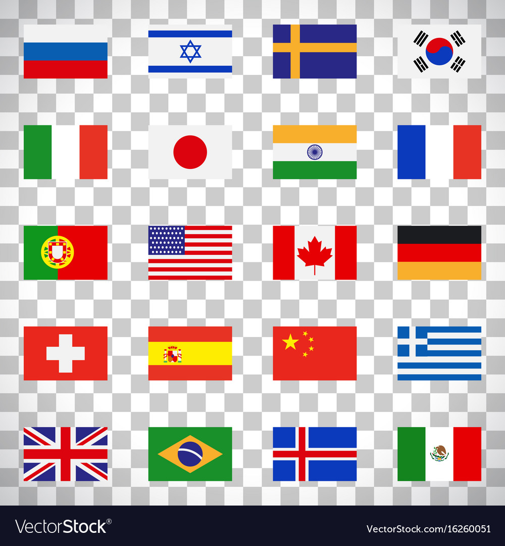 Download Flags icons on transparent background Royalty Free Vector