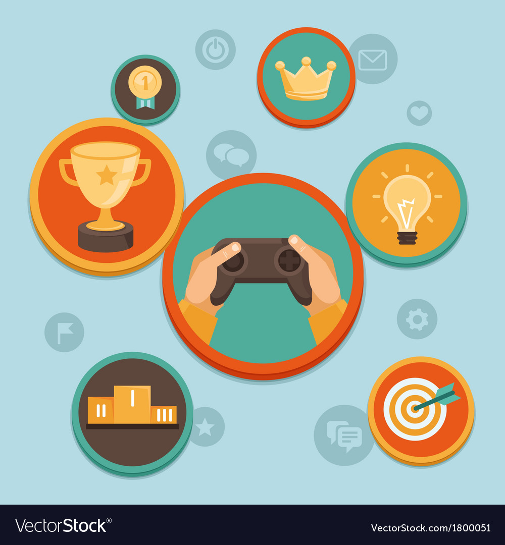 Flat concept - gamification Royalty Free Vector Image